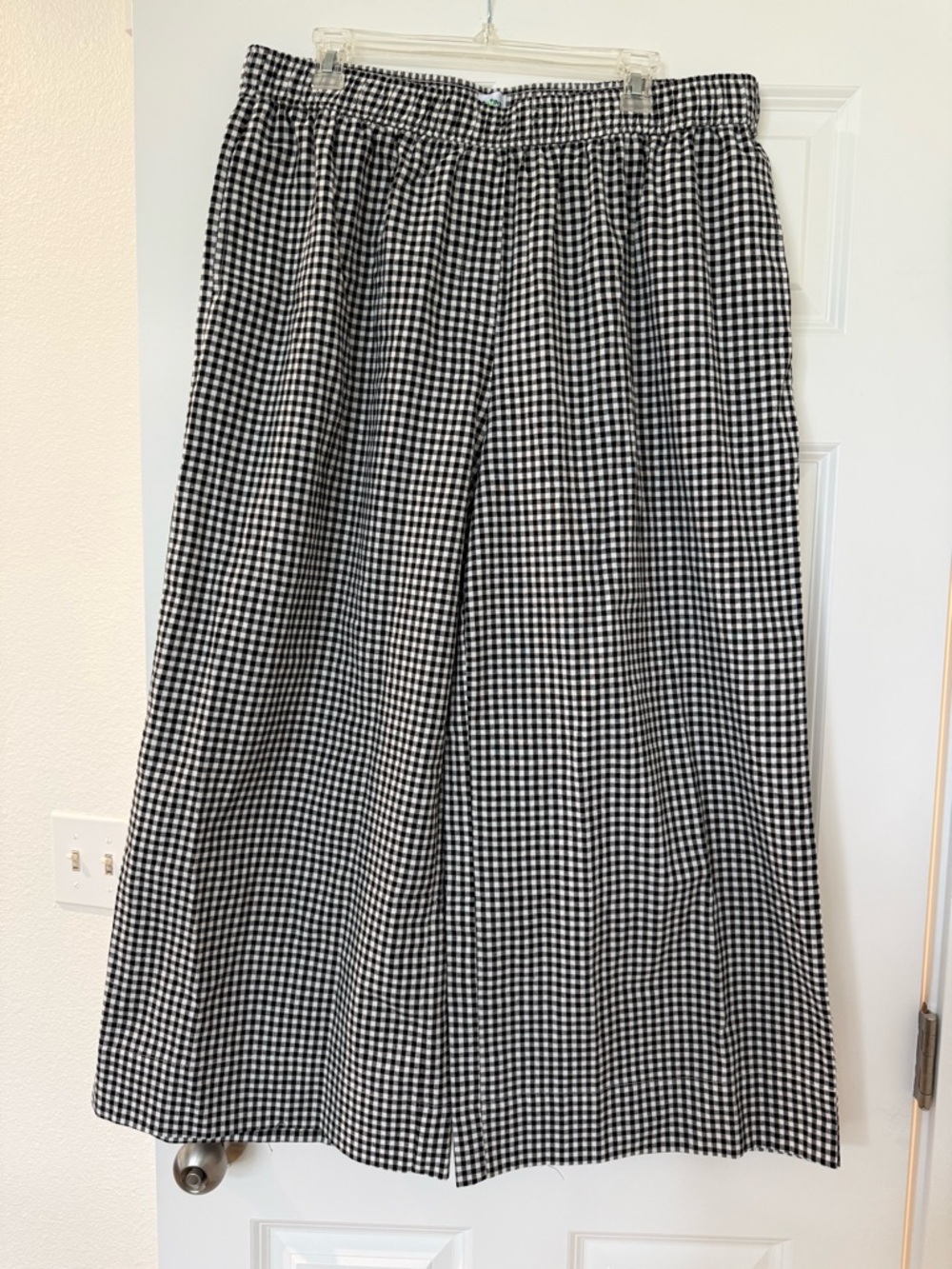 Gingham Wide Leg Pants - Black & White